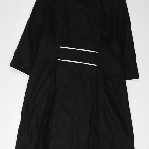 Per Una Women's Black Linen Mid-Length 3/4 Sleeve Coat