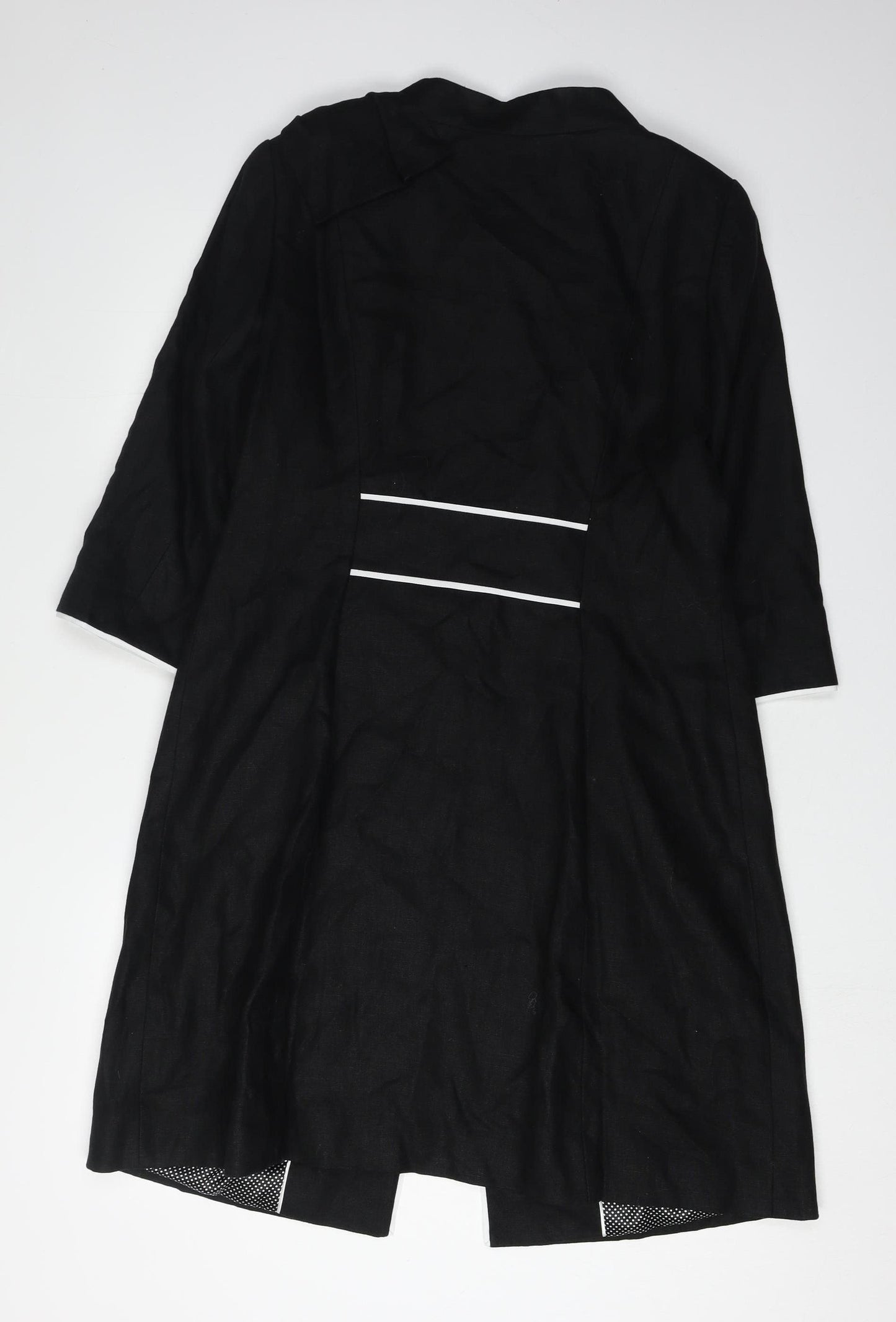 Per Una Women's Black Linen Mid-Length 3/4 Sleeve Coat
