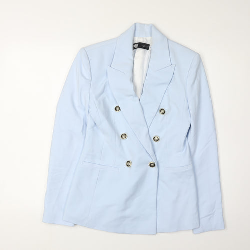 Zara Women's Blue XS Double-Breasted Blazer