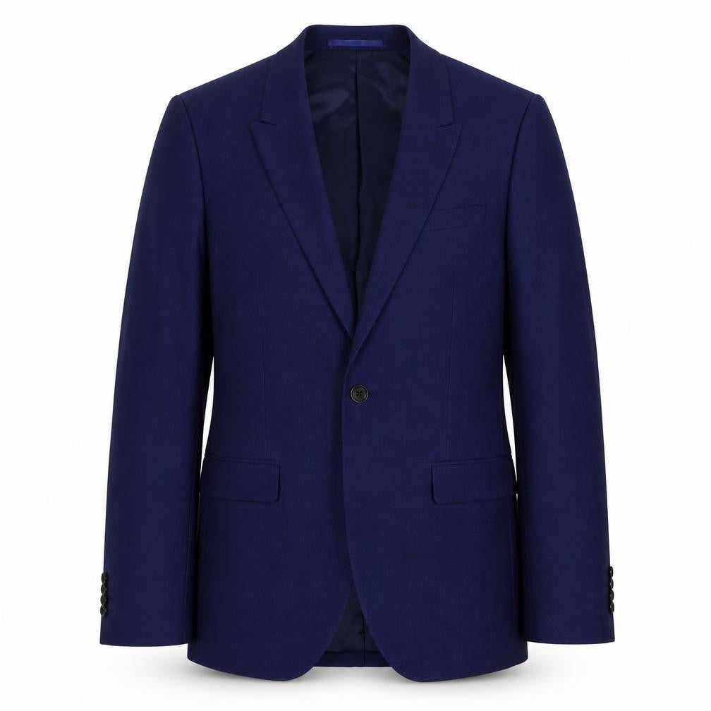 Front view of Topman Men's Blue Blazer, size 36, Notch Lapel
