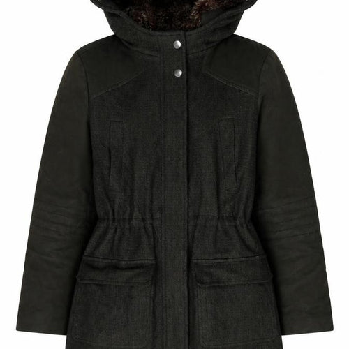 Preen Women's Green Parka Coat Size 14 - Hooded, Fur Trim
