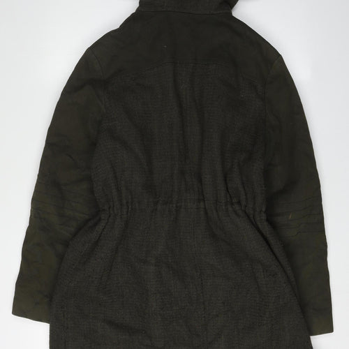 Preen Women's Green Parka Coat Size 14 - Hooded, Fur Trim