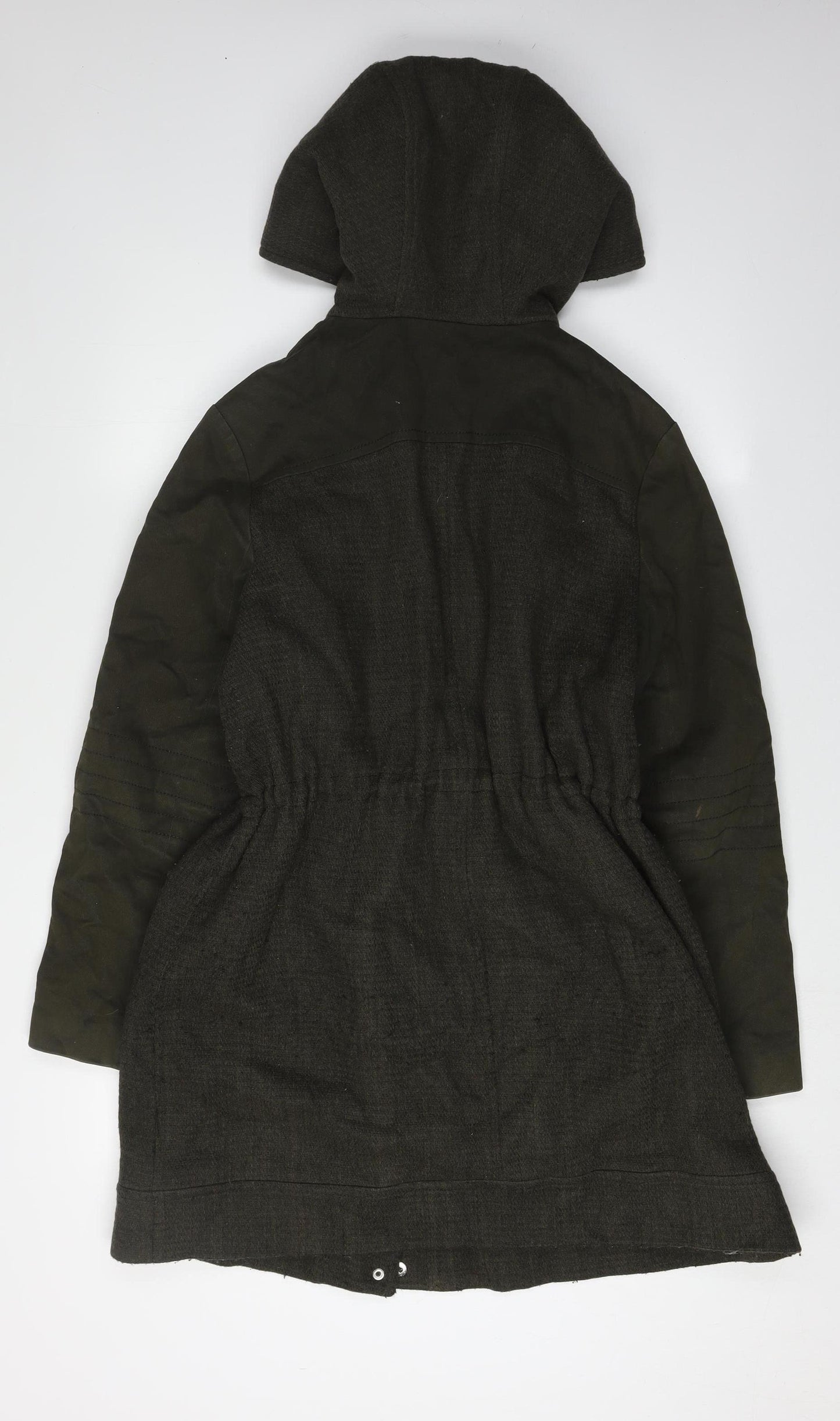 Preen Women's Green Parka Coat Size 14 - Hooded, Fur Trim