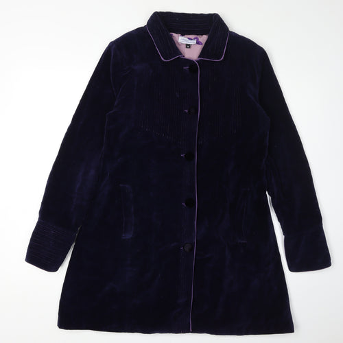 Indigo Boo Women's Purple Velvet Overcoat, M, Buttoned