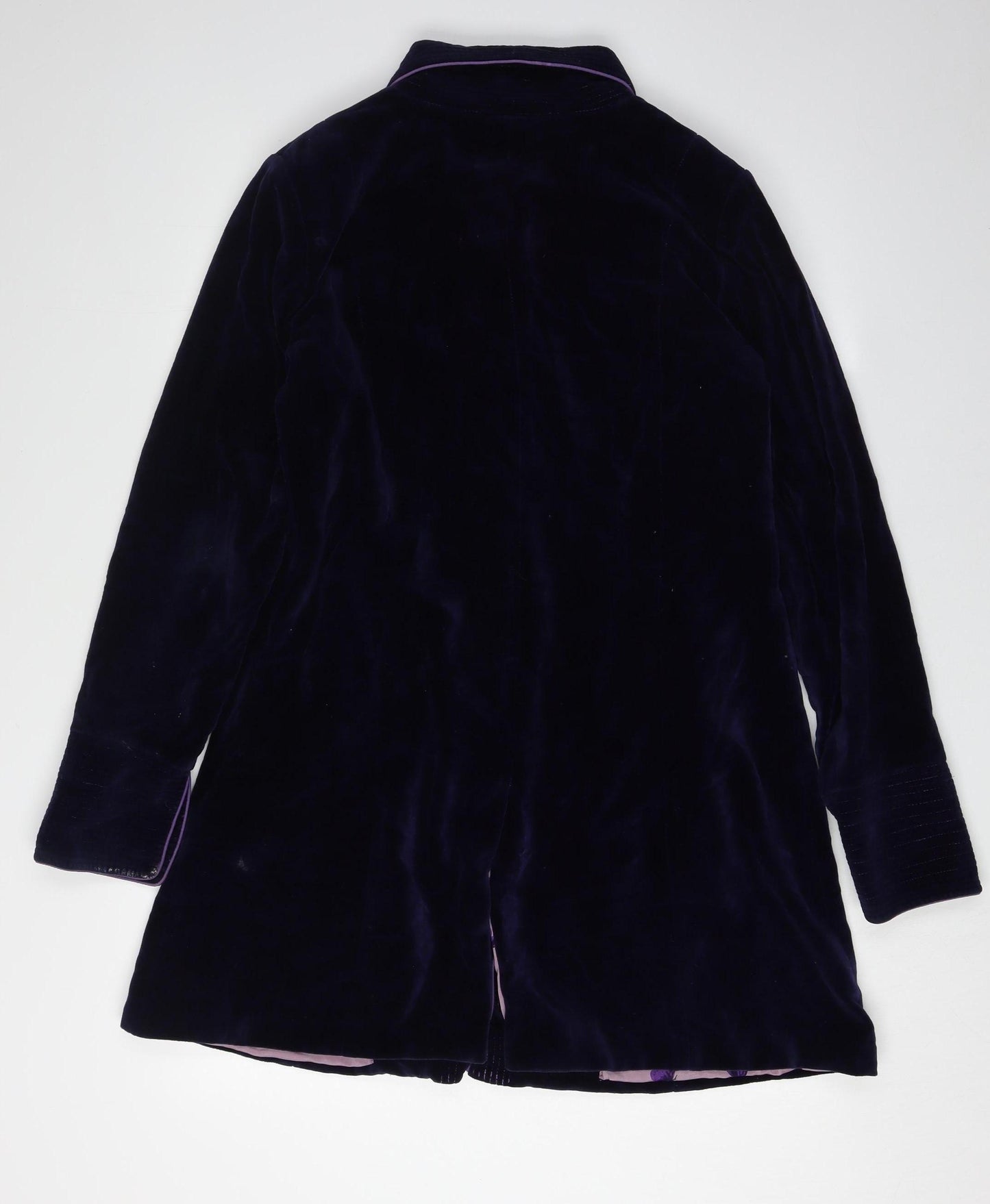 Indigo Boo Women's Purple Velvet Overcoat, M, Buttoned
