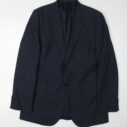 Jaeger Men's Blue Check Blazer 42L Classic Fit