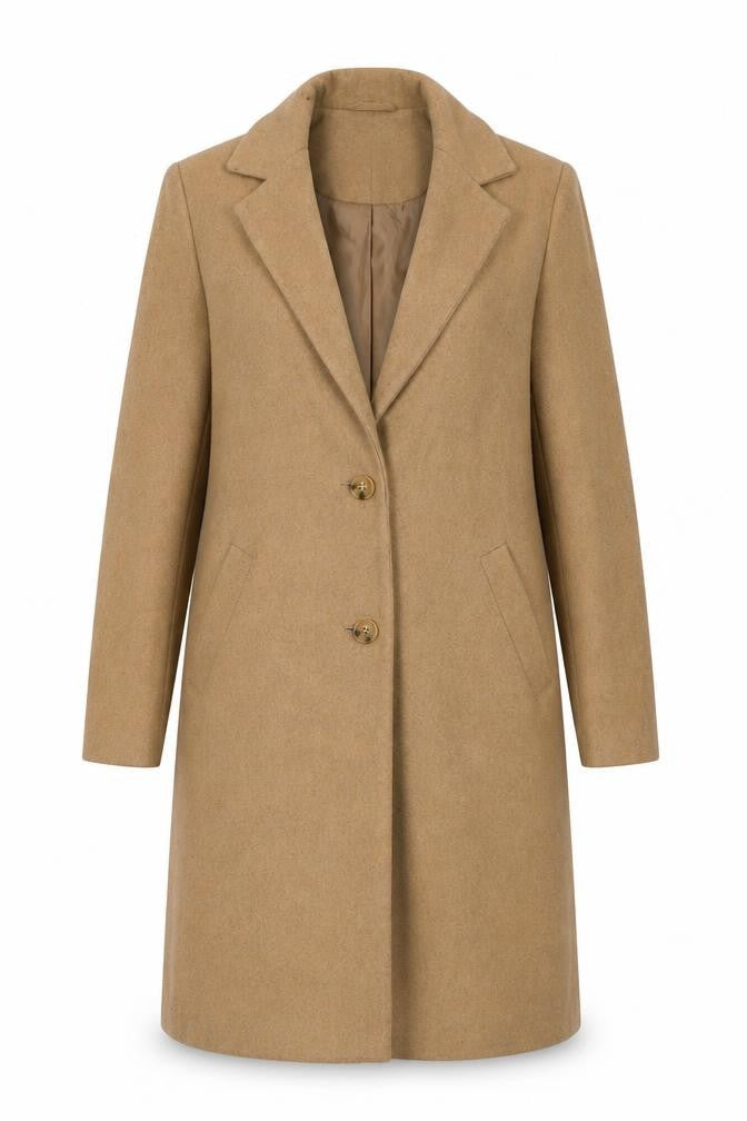 Front view of New Look Women's Beige Overcoat, size 6