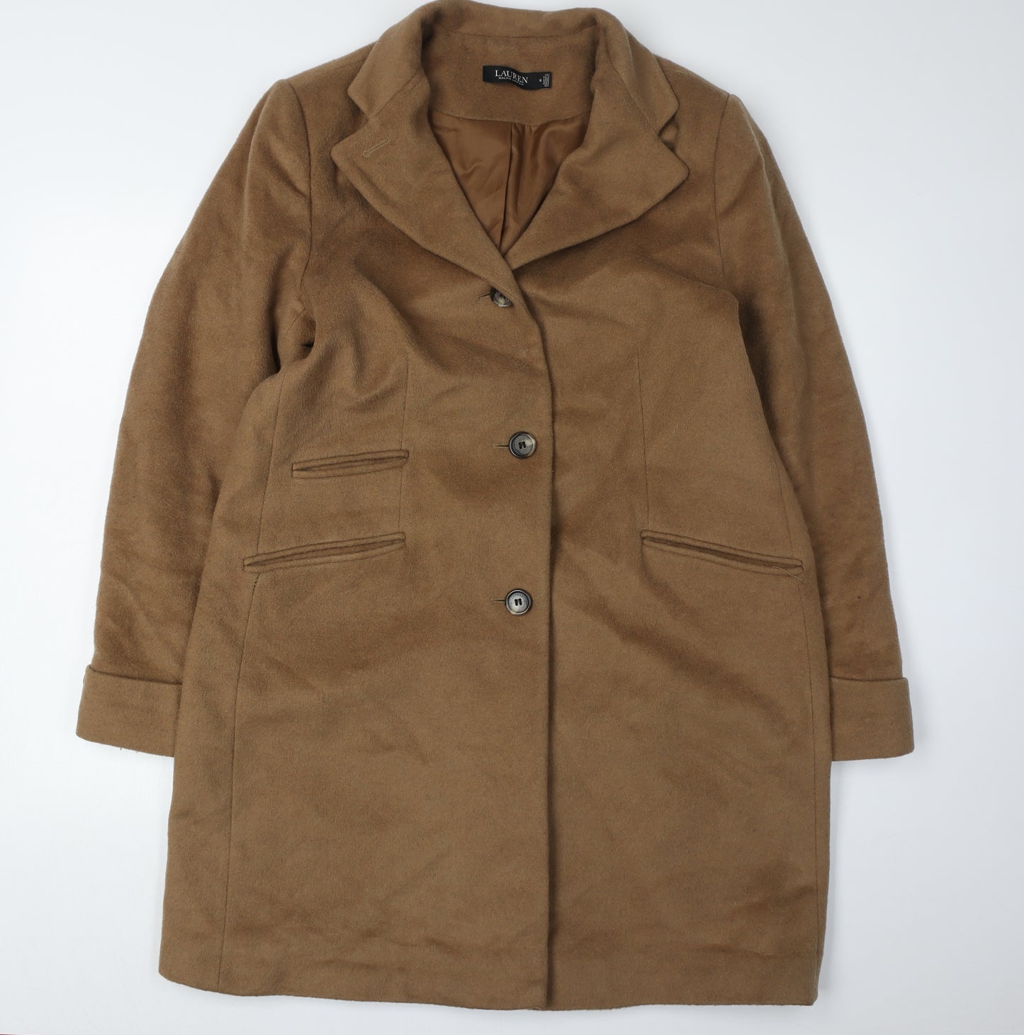 Lauren Ralph Lauren Brown Wool Women's Overcoat Size 14