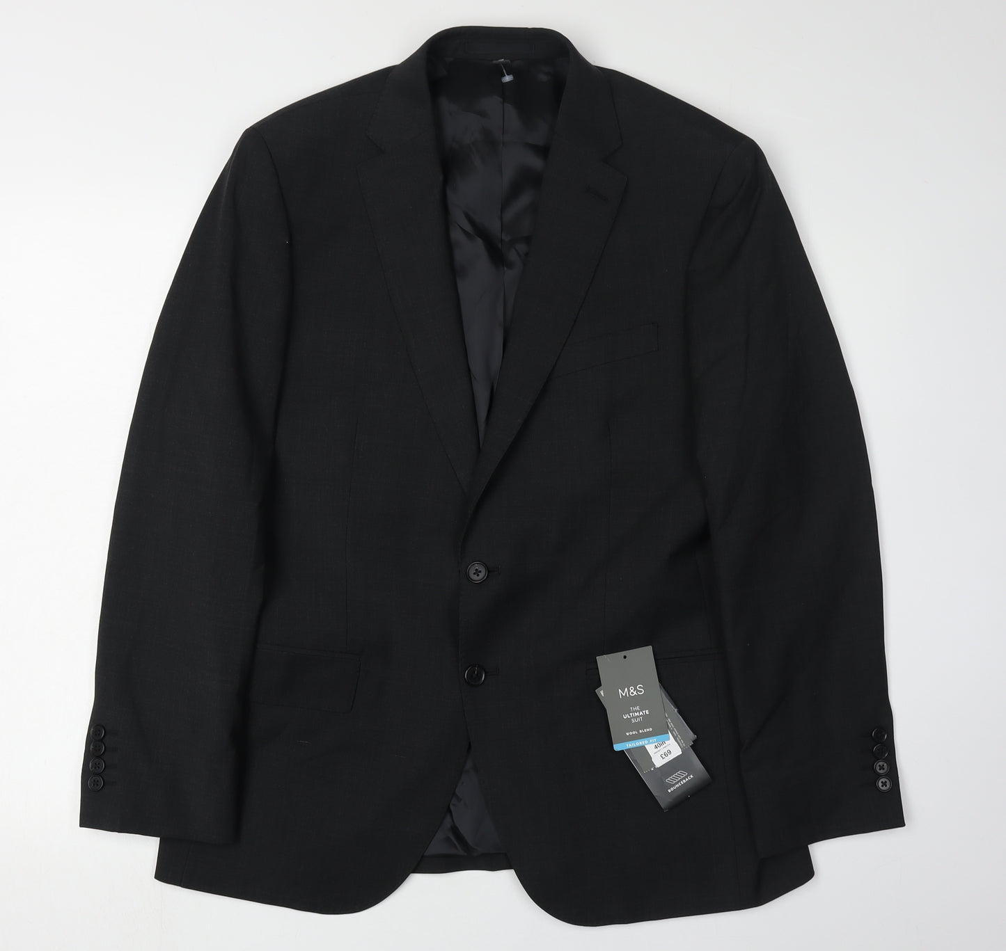 Marks and Spencer Men's Black Suit Jacket 40S