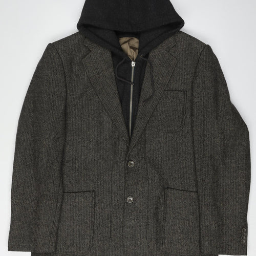Daniel Christian Men's Grey XL Herringbone Blazer Jacket