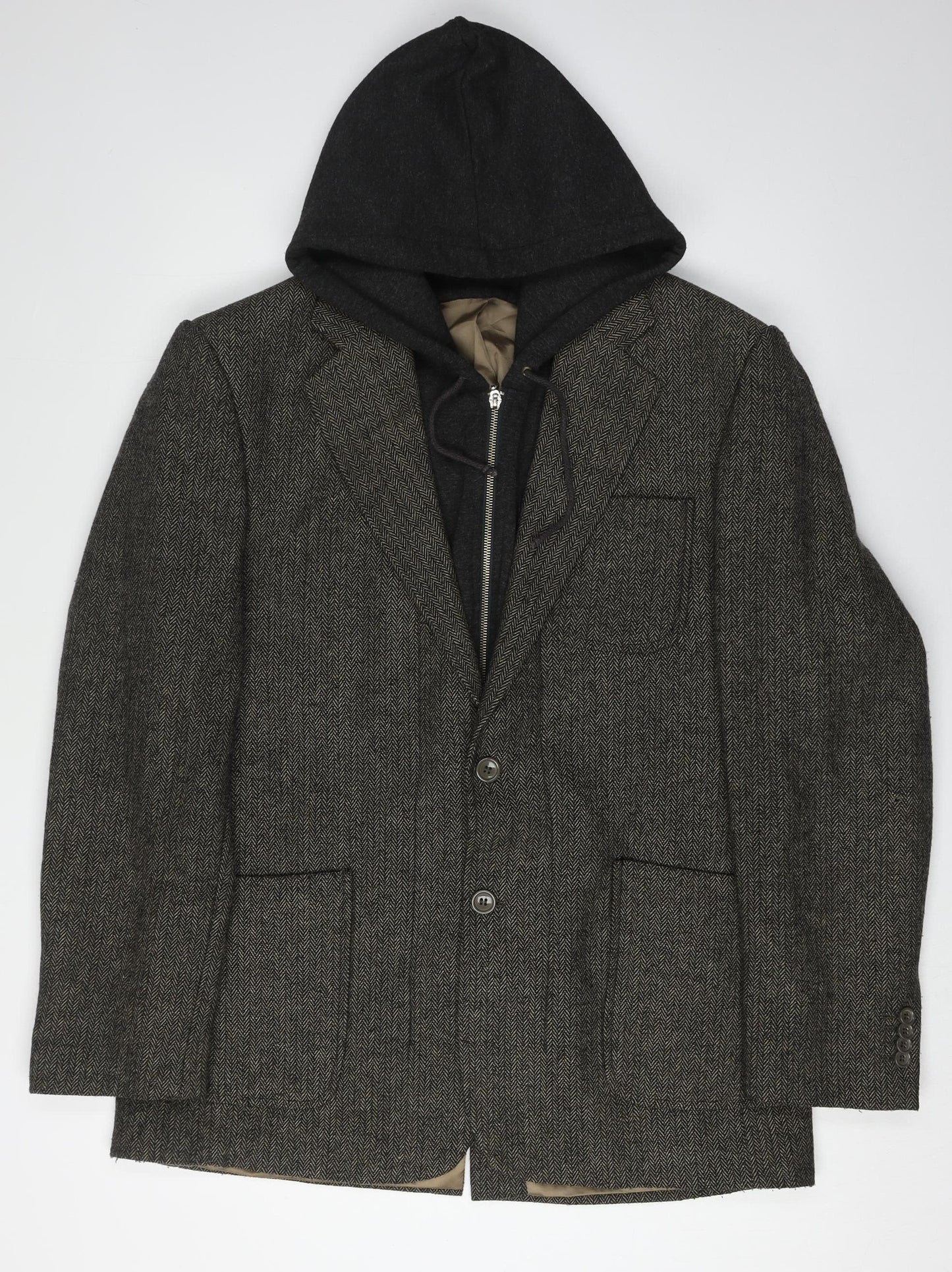 Daniel Christian Men's Grey XL Herringbone Blazer Jacket