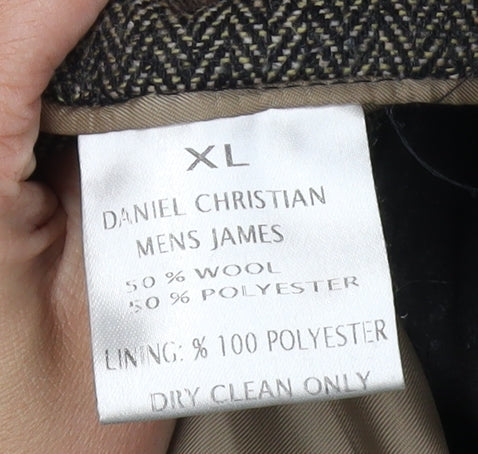 Daniel Christian Men's Grey XL Herringbone Blazer Jacket