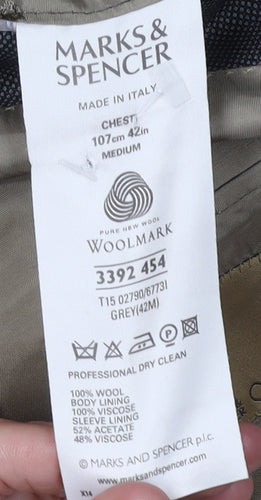 Marks and Spencer Men's Grey Wool Blazer 42R