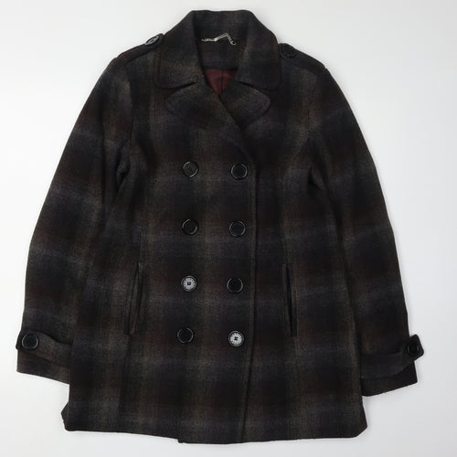 Austin Reed Women's Black Check Pea Coat Size 12