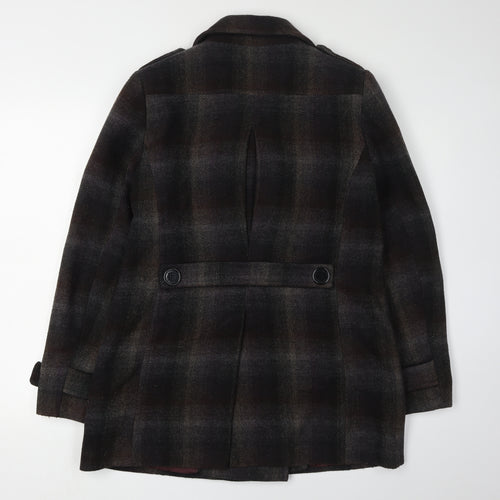 Austin Reed Women's Black Check Pea Coat Size 12