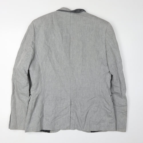 H&M Men's Grey Linen Blazer Size 44 Regular Fit