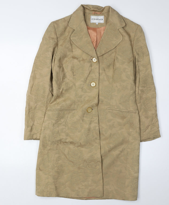 Gina Beige Floral Women's Overcoat Size 10