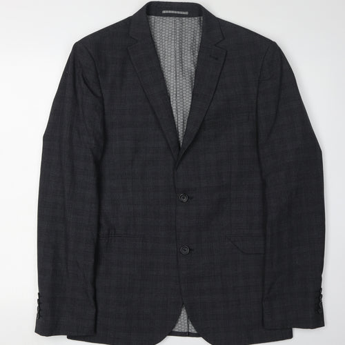 Next Men's Grey Check Blazer, Size 40R, Elegant Style
