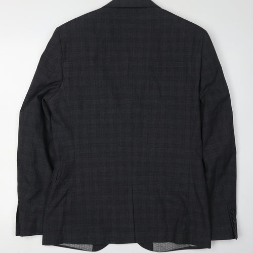 Next Men's Grey Check Blazer, Size 40R, Elegant Style