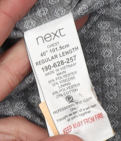 Next Men's Grey Check Blazer, Size 40R, Elegant Style