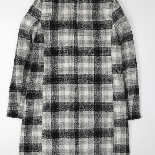 New Look Women's Black Check Overcoat Size 6