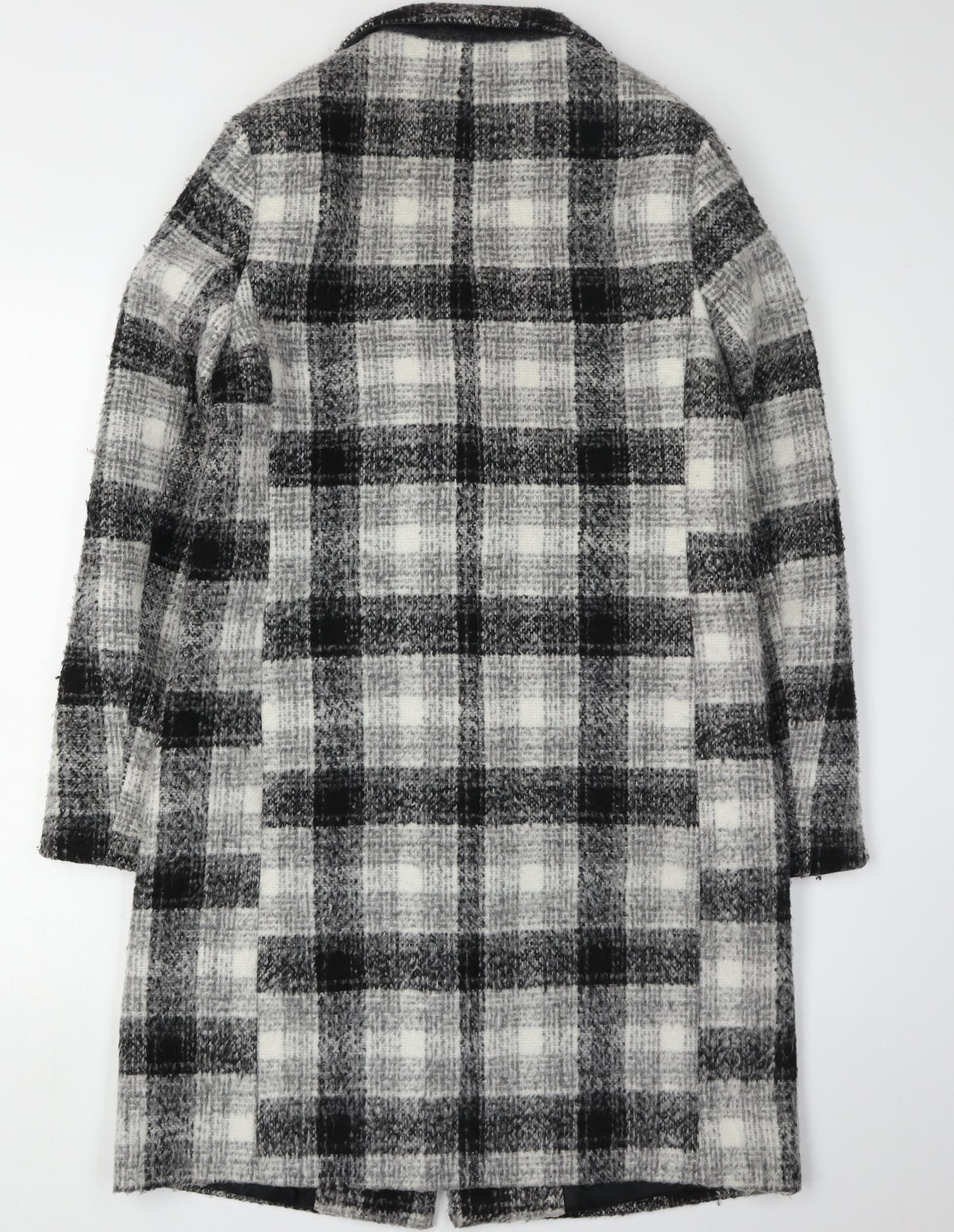 New Look Women's Black Check Overcoat Size 6
