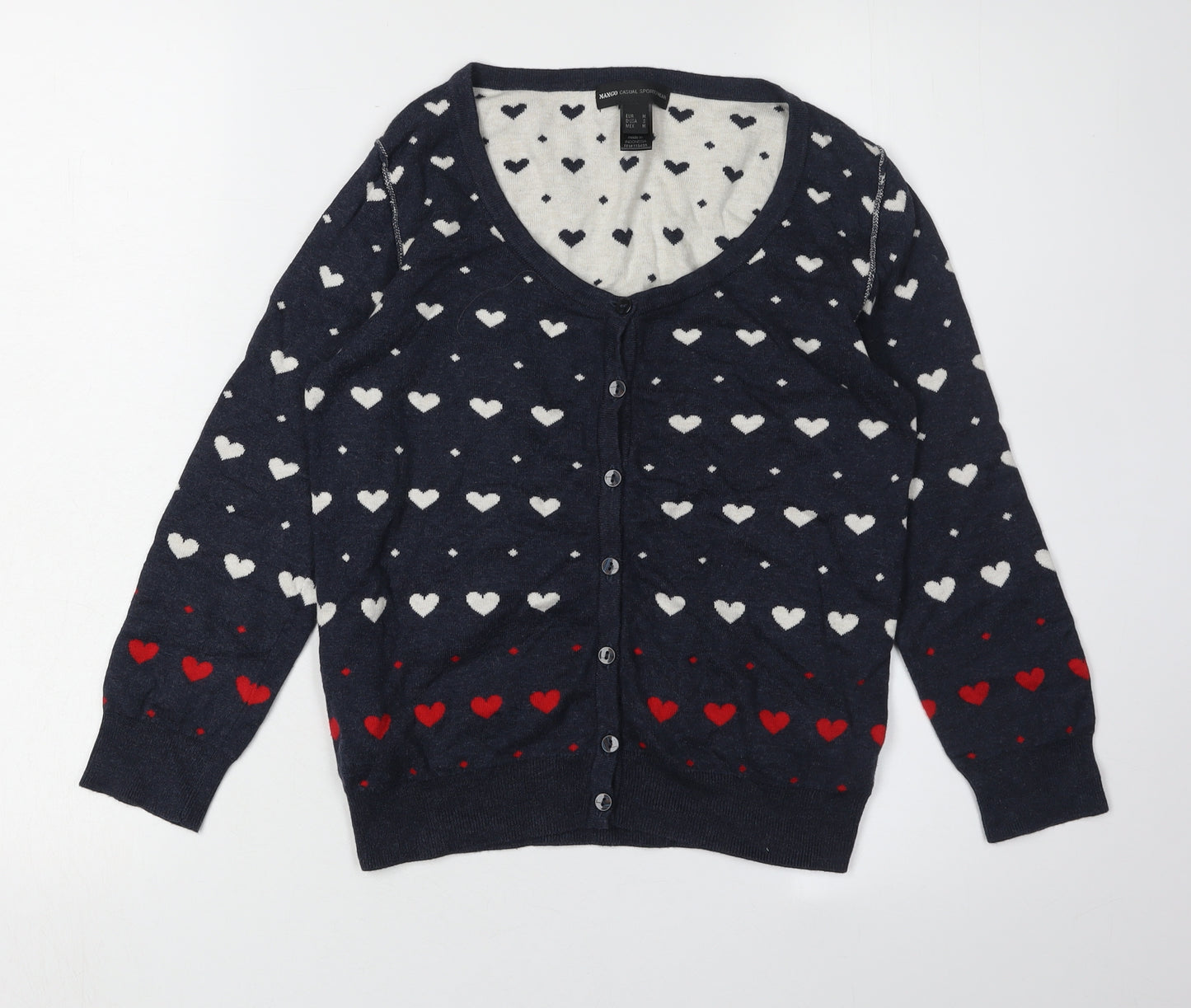 Mango Women's Multicoloured Heart Cardigan Size 12