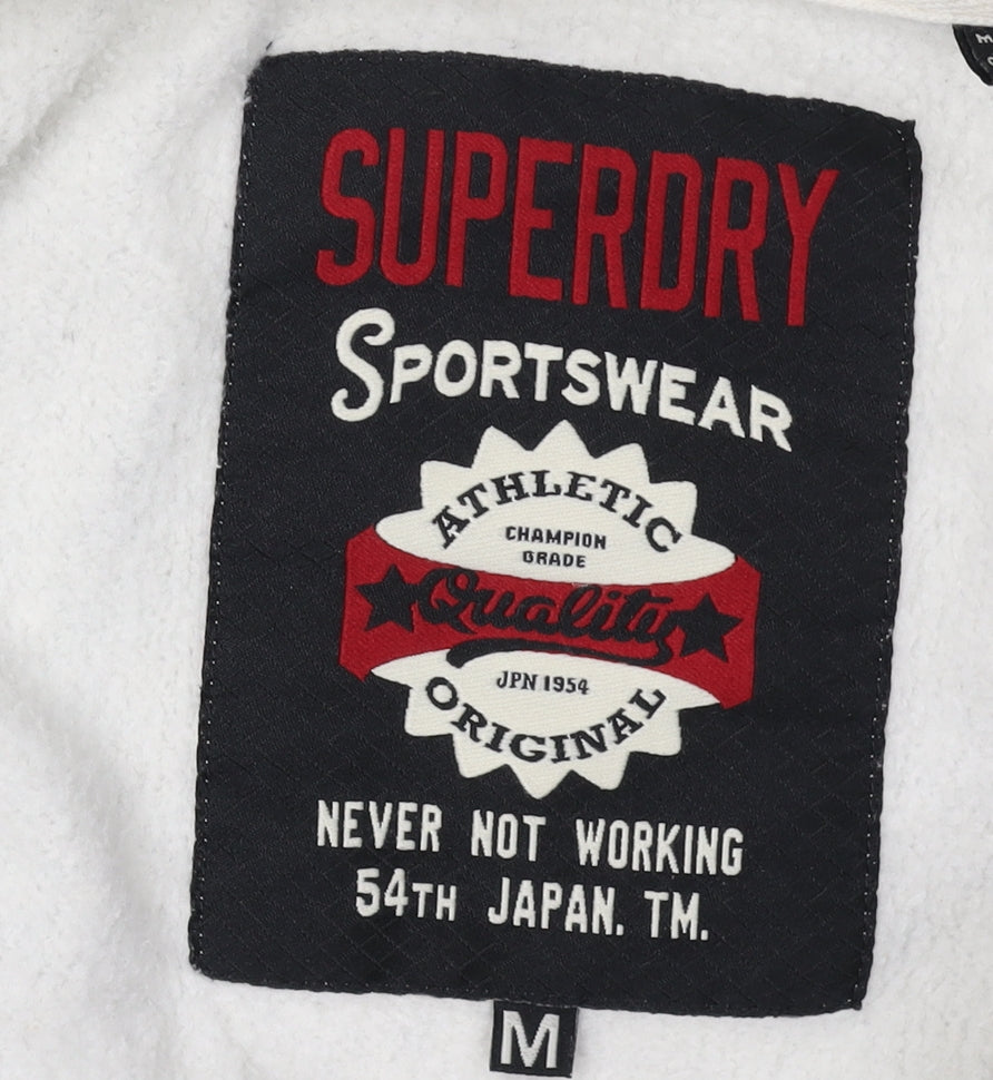 Superdry Women Grey Full Zip Hoodie with Logo, Size M