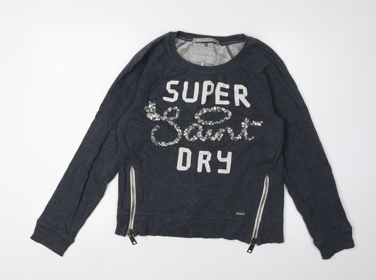 Superdry Women's Black Sequin Pullover Sweatshirt S
