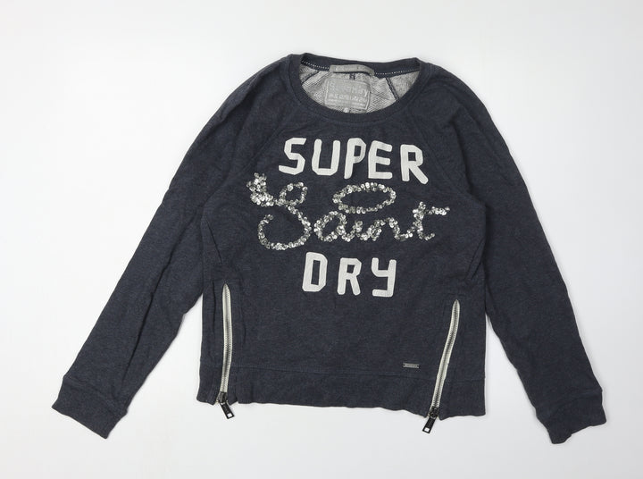 Superdry Women's Black Sequin Pullover Sweatshirt S