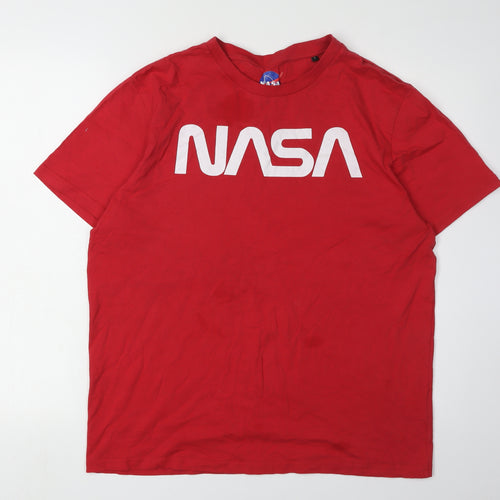 NASA Men's Red T-Shirt, Size L, Space Theme