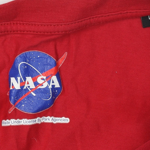 NASA Men's Red T-Shirt, Size L, Space Theme