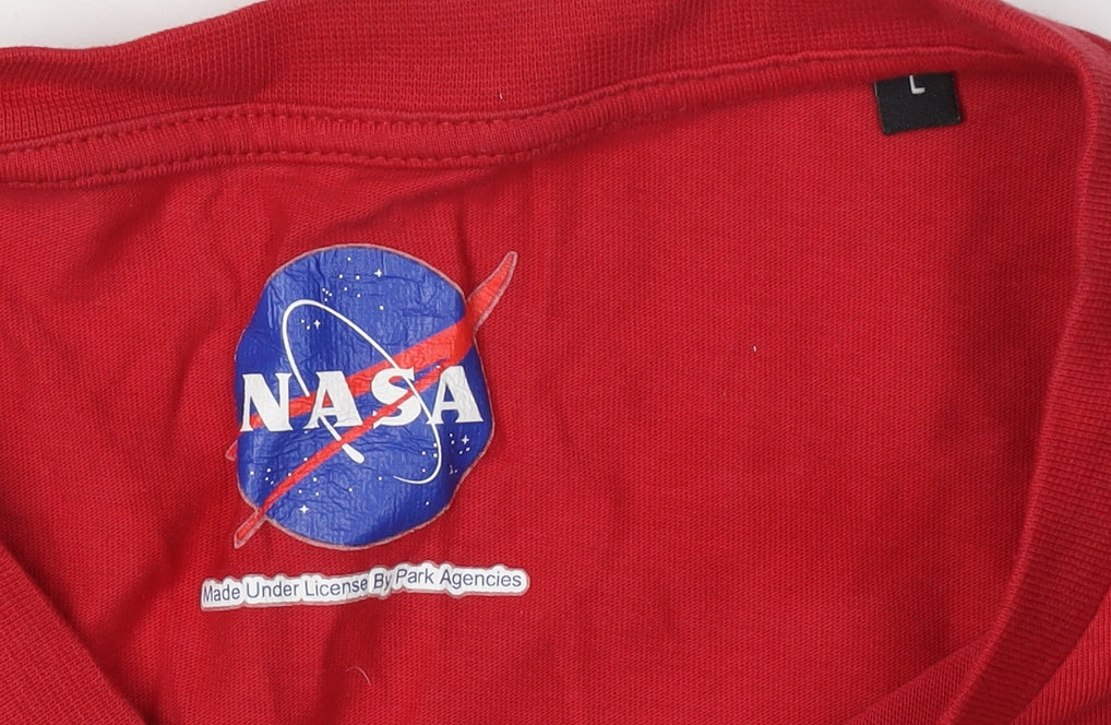 NASA Men's Red T-Shirt, Size L, Space Theme