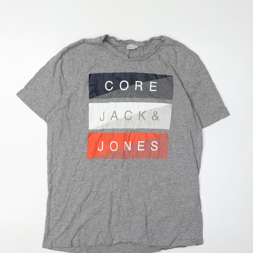 Jack & Jones Grey Graphic Print T-Shirt, Size L