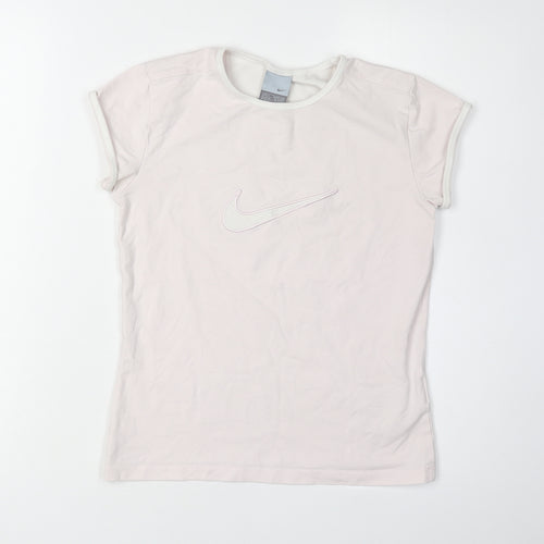 Nike Women's White T-Shirt, Size M, Crew Neck Casual