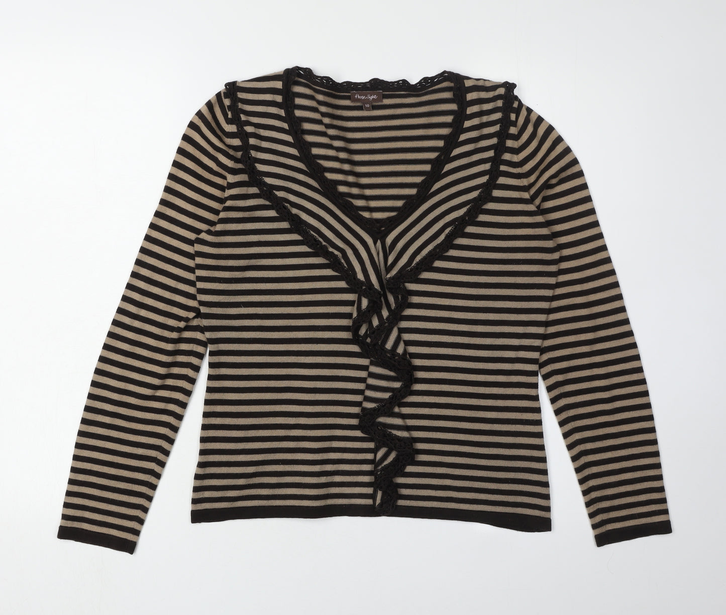 Phase Eight Women's Black Striped Cardigan Size 10