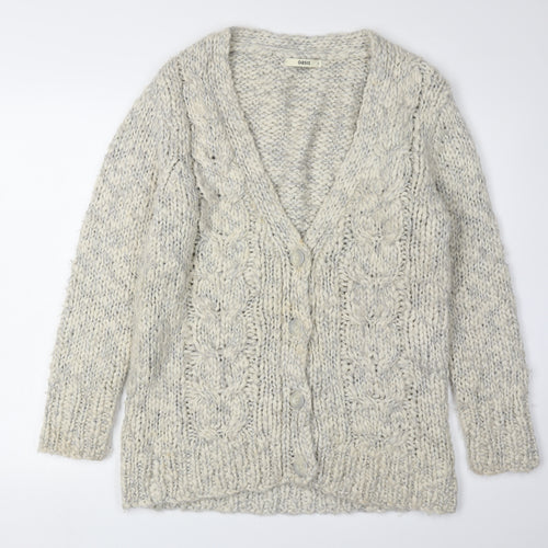 Oasis Women's Ivory Knit Cardigan Size M V-Neck Buttoned
