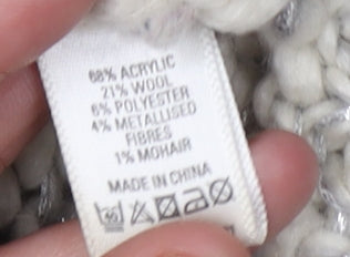 Oasis Women's Ivory Knit Cardigan Size M V-Neck Buttoned