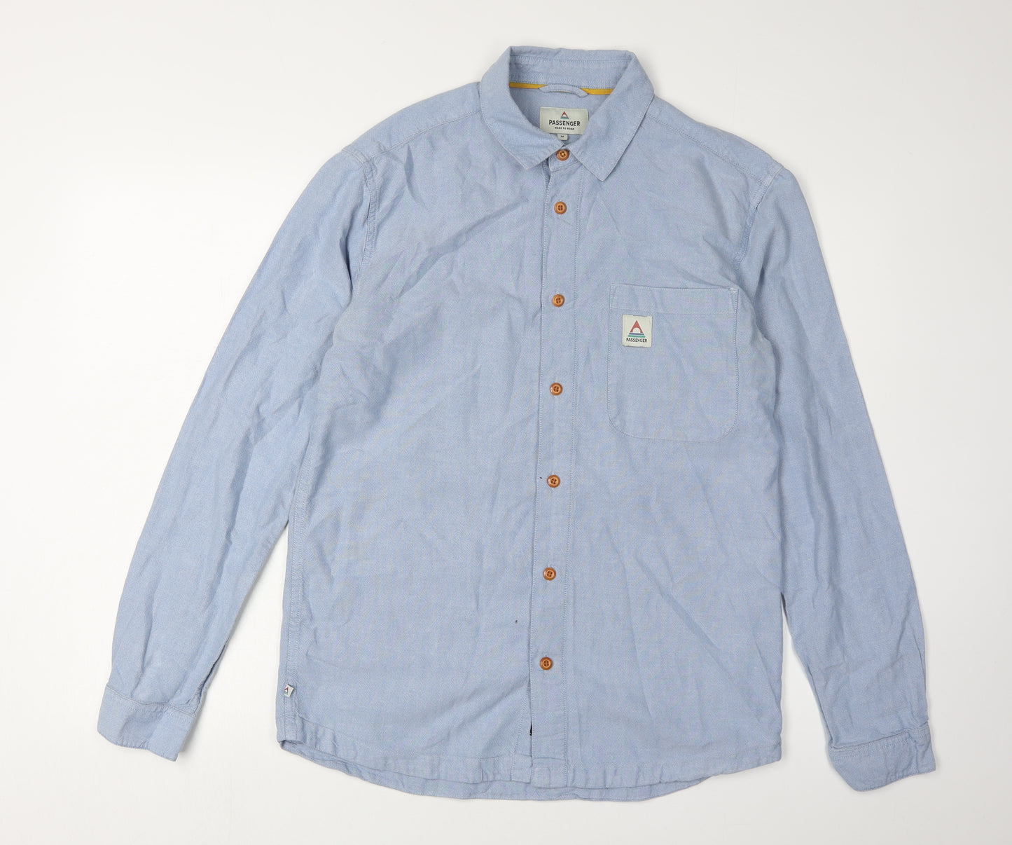 Passenger Men's Blue Long Sleeve Button-Up Shirt - M