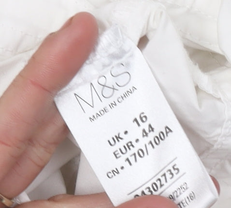 Marks and Spencer Women's White Hooded Jacket Size 16