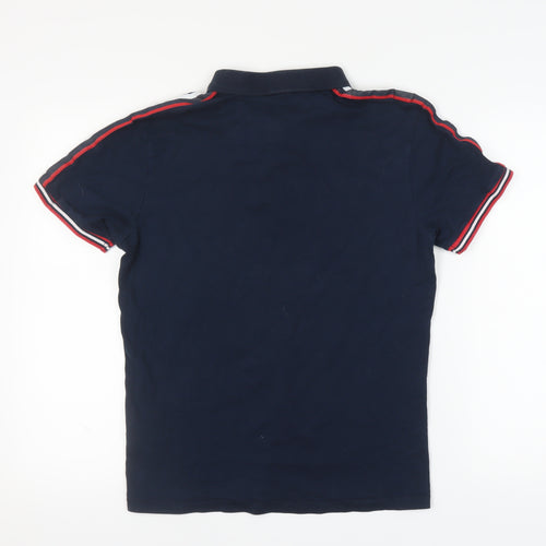 Threadbare Men's Blue Polo Shirt M with Logo Embellishment