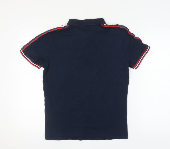 Threadbare Men's Blue Polo Shirt M with Logo Embellishment