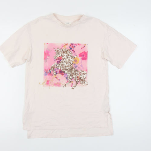 Next Girls Pink Unicorn Sequin T-Shirt Size 146