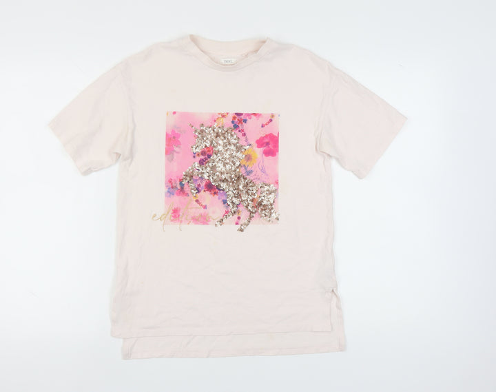 Next Girls Pink Unicorn Sequin T-Shirt Size 146