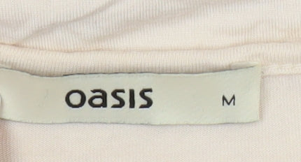 Oasis Women's Beige Floral Crochet T-Shirt, Size M