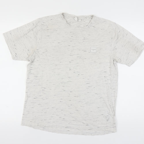 Lindbergh Men's White Crew Neck T-Shirt, M, Short Sleeve