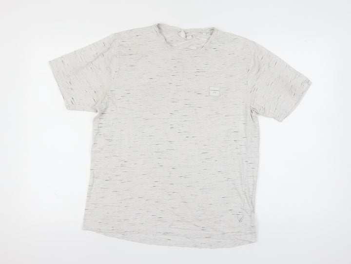 Lindbergh Men's White Crew Neck T-Shirt, M, Short Sleeve