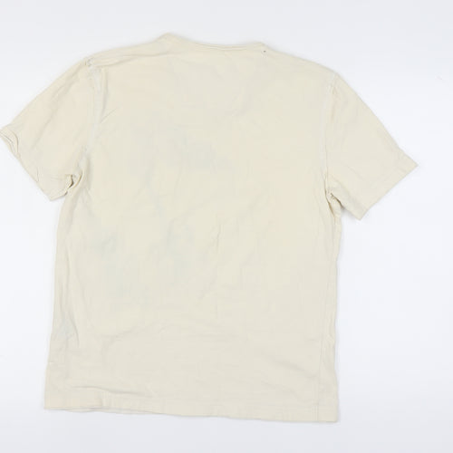 NEXT Unisex Beige Graphic V-Neck T-Shirt M