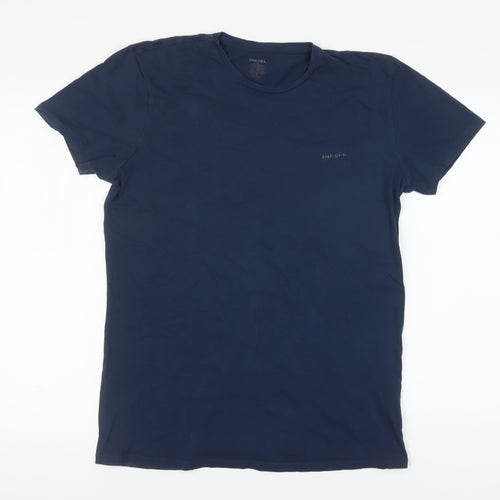 Diesel Men's XL Blue Crew Neck T-Shirt Short Sleeve Cotton