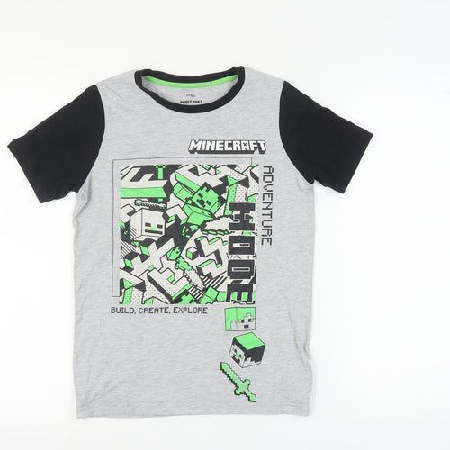 Marks and Spencer Boys Grey Minecraft T-Shirt 11-12 Years
